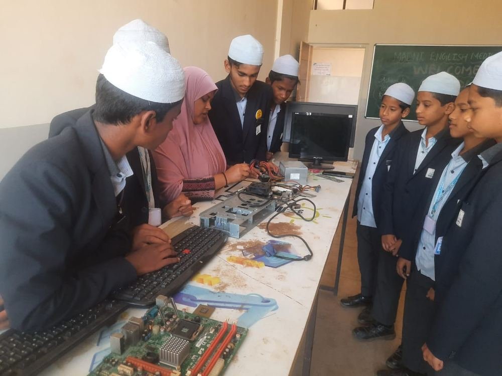 Students presenting a robotics project